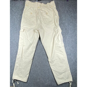Banana Republic Pants Womens 12 Cream Cargo Drawstring Hem Elastic Waist Pockets